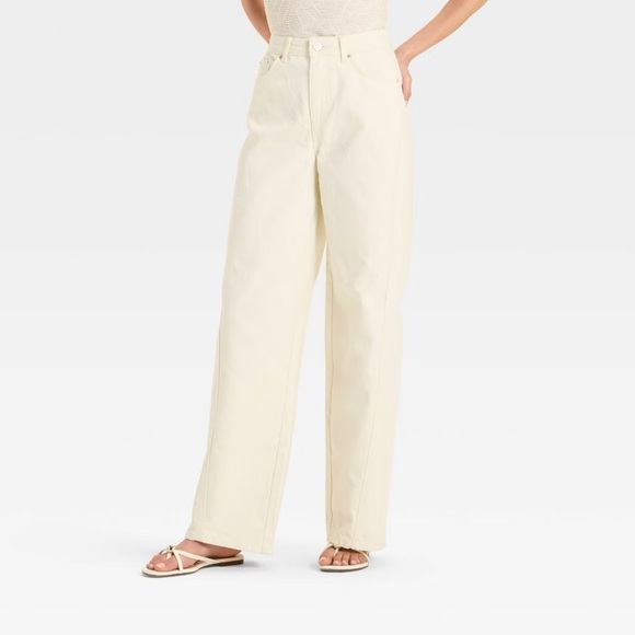 Future Collective Mid-Rise Relaxed Fit Wide Leg Distressed Jeans Offwhite 16 - Picture 1 of 6